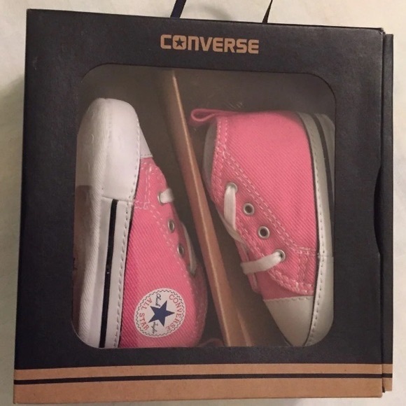 Gently used Converse Chuck Taylor First Star Easy Slip Hi Pink crib shoes - Picture 1 of 7